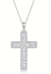 Double Row Pavé Cross Necklace