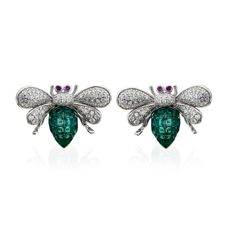 Bee Statement Earrings Emerald