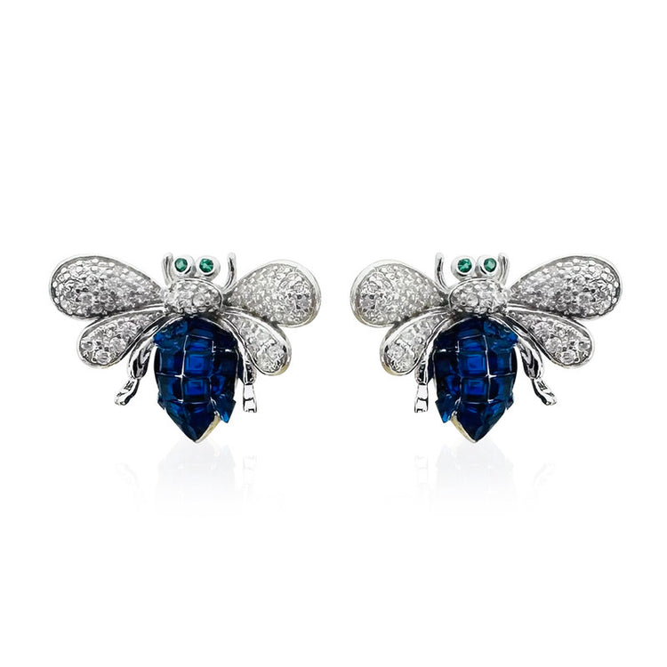 Bee Statment Earrings Sapphire