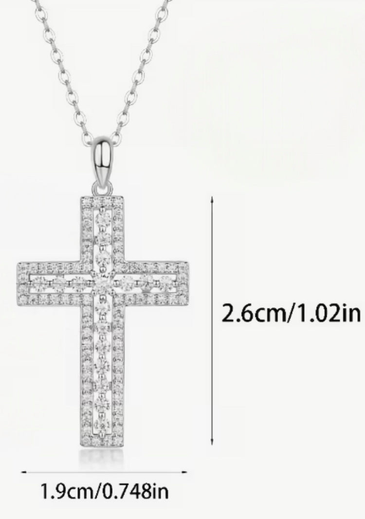 Double Row Pavé Cross Necklace
