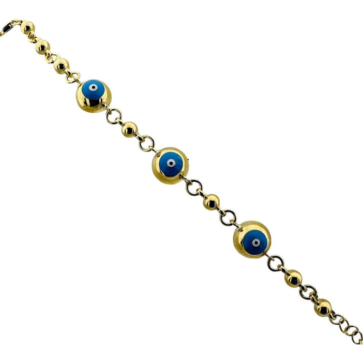 Gold Eye Charm Enamel Bracelet